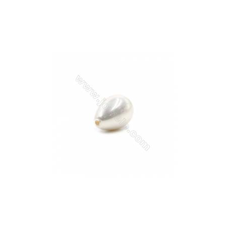 Perlas de concha electrochapada Semi-perforada Gota Tamaño16x25mm Agujero0.8mm 8unidades/paquete