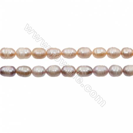 Natural perla de agua dulce  color mezclado Tamaño 8~9mm Agujero0.7mm x1tira 15~16 "