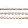 Multicolor Natural Fresh Water Pearl, Size 8~9mm, Hole 0.7mm, 13~14"/strand