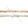 Perles culturelles perles d'eau douce blanche ou pêche sur fil  Taille 3~4mm  trou 0.4mm x1fil 15~16"