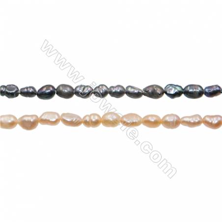 Perles culturelles perles d'eau douce arc-en ciel ou pêche sur fil  Taille 3~4mm  trou 0.4mm x1fil 15~16"
