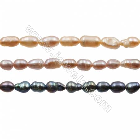 Perles culturelles perles d'eau douce multicolore sur fil  Taille 4~5mm  trou 0.4mm x1fil 15~16"