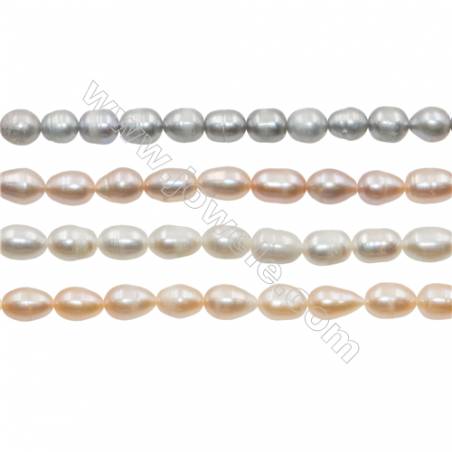 Multicolor Natural Fresh Water Pearl, (Dyed), Size 6~7mm, Hole 0.7mm, 15~16"/strand