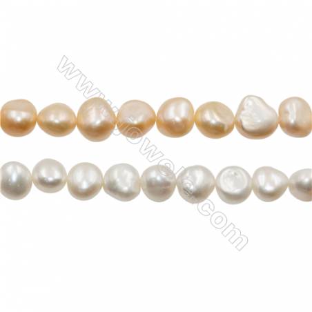 Natural perla de agua dulce  color mezclado Tamaño 11~12mm Agujero 0.7mm x1tira 15~16 "