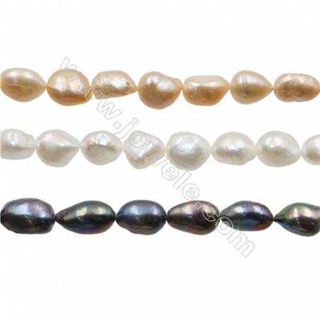 Natural perla de agua dulce  color mezclado Tamaño 12~15mm Agujero 0.7mm x1tira 15~16 "
