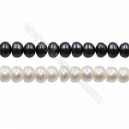 Perles culturelles perles d'eau douce blanche ou noire sur fil  Taille 11~12mm  trou 0.7mm x1fil 15~16"