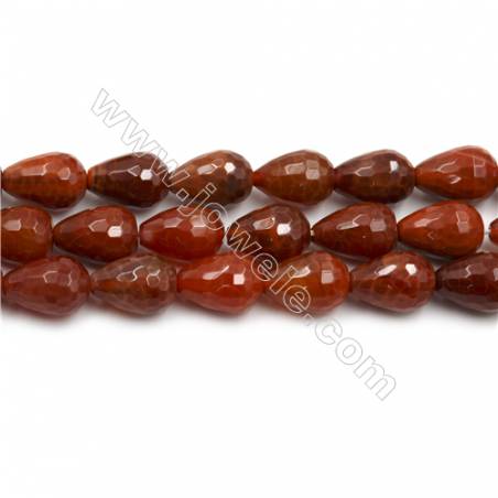 Natural Fire Agate Faceted Beads Strands, Teardrop, Size 13x18mm, Hole 1mm, 15~16"/strand