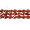 Natural Fire Agate Faceted Beads Strands, Flat Oval, Size 8x12mm, Hole 0.8mm, 15~16"/strand