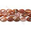 Natural Fire Agate Faceted Beads Strands, Flat Oval, Size 18x25mm, Hole 0.8mm, 15~16"/strand