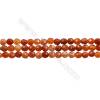 Natural Fire Agate Faceted Beads Strands, Round, Size 4mm, Hole 0.8mm, 15~16"/strand