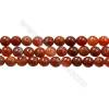Natural Fire Agate Faceted Beads Strands, Round, Size 8mm, Hole 1mm, 15~16"/strand