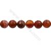Natural Fire Agate Faceted Beads Strands, Round, Size 14mm, Hole 1mm, 15~16"/strand