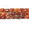 Natural Fire Agate Faceted Beads Strands, Rectangle, Size 10x14mm, Hole 0.8mm, 15~16"/strand