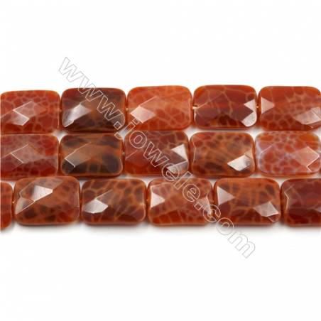 Natural Fire Agate Faceted Beads Strands, Rectangle, Size 14x18mm, Hole 1mm, 15~16"/strand