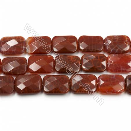 Natural Fire Agate Faceted Beads Strands, Rectangle, Size 15x20mm, Hole 0.8mm, 15~16"/strand