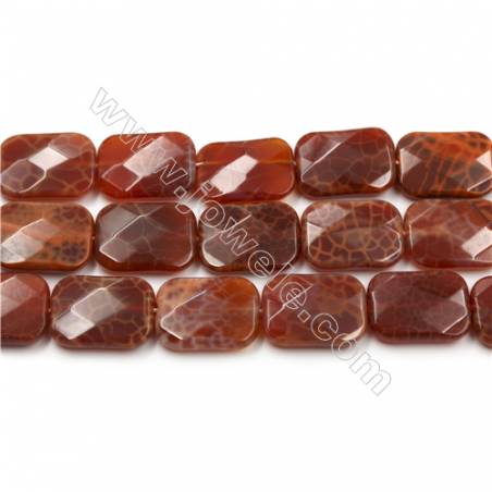 Natural Fire Agate Faceted Beads Strands, Rectangle, Size 18x25mm, Hole 0.8mm, 15~16"/strand