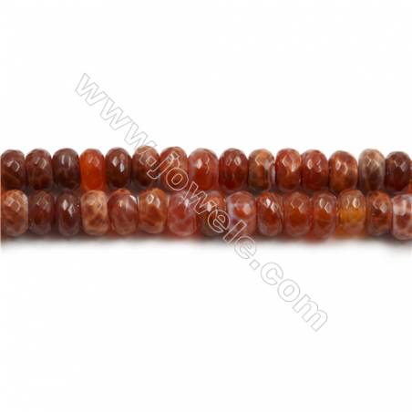 Natural Fire Agate Beads Strands, Faceted Abacus, Size 6x10mm, Hole 1mm, 15~16"/strand