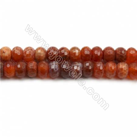 Natural Fire Agate Beads Strands, Faceted Abacus, Size 7x12mm, Hole 1mm, 15~16"/strand
