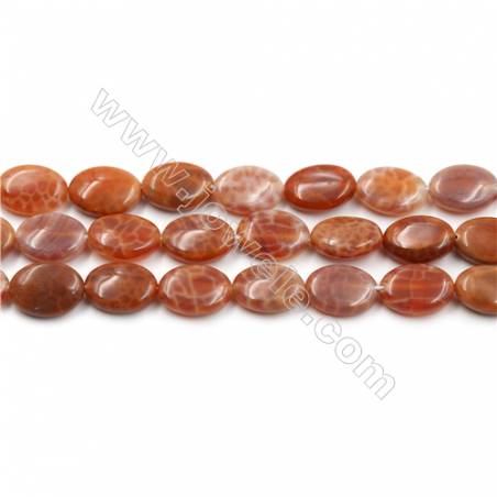 Natural Fire Agate Beads Strands, Oval, Size 10x14mm, Hole 0.8mm, 15~16"/strand