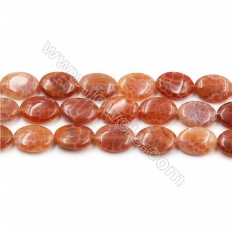 Natural Fire Agate Beads Strands, Oval, Size 13x18mm, Hole 0.8mm, 15~16"/strand