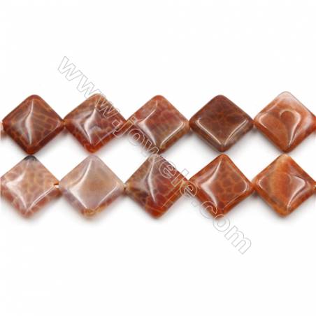 Natural Fire Agate Beads Strand, Rhombus, Size 20mm, Hole 1mm, 15~16"/strand