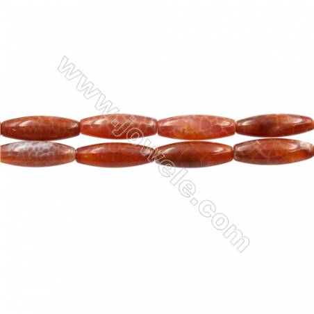Natürliche Feuerachat glatte Perlenkette Reis Größe：10x30mm Loch:1mm 15~16"/ Strang