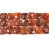 Natural Fire Agate Faceted Beads Strands, Square, Size 16x16mm, Hole 0.8mm, 15~16"/strand