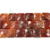 Natural Fire Agate Faceted Beads Strands, Square, Size 20x20mm, Hole 0.8mm, 15~16"/strand