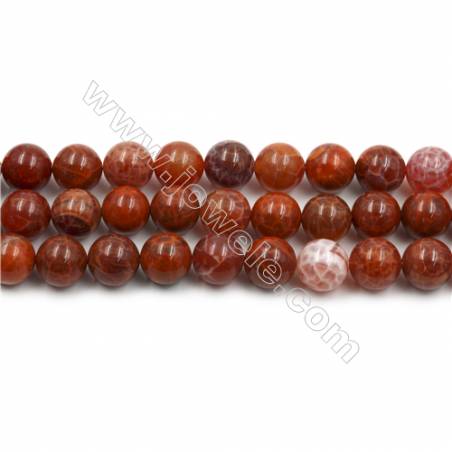 Natural Fire Agate Beads Strands, Round, Size 14mm, Hole 1mm, 15~16"/strand