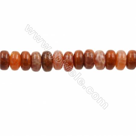 Natural Fire Agate Beads Strands, Abacus, Size 5x10mm, Hole 1mm, 15~16"/strand