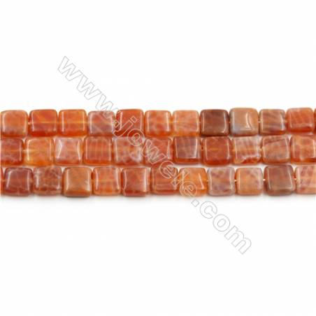 Natural Fire Agate Beads Strands, Square, Size 8x8mm, Hole 0.8mm, 15~16"/strand
