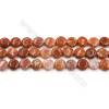 Natürliche Feuerachat glatte runde flache Perlenkette  Größe：10mm Loch:0.8mm 15~16"/ Strang