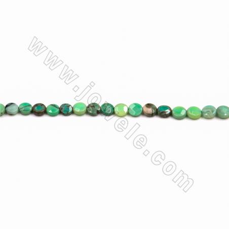 Natürliche Grasachat facettierte runde und flache Perlenkette Größe：6mm Loch:1mm 15~16"/ Strang