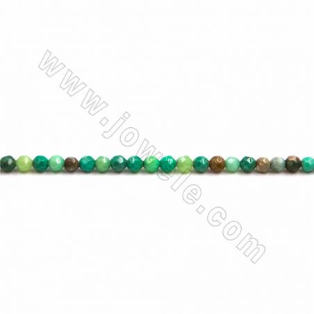 Natürliche Grasachat facettierte runde und flache Perlenkette Größe：4mm Loch:0.7mm 15~16"/ Strang