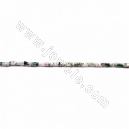 Agate d'arbre en tube sur fil Taille 2x4mm trou 0.5mm 15~16"/fil