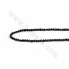 Natürliche Schwarzer Spinell runde und flache facettierte Perlenkette   3.5x4mm Loch 0.6mm  15~16"/Strang