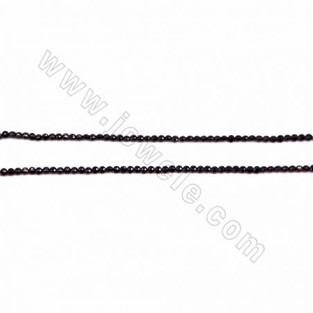 Natural Black Spinel Faceted Beads Strands, Coin, Size 3.5x4mm, Hole 0.6mm, 15~16"/strand