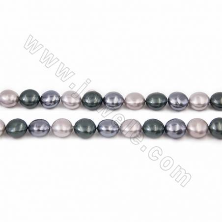 Multicolore Perles Nacrée Galvanoplastie rond plat sur fil Taille 10x15mm trou 1mm 15~16"/fil