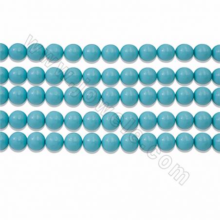 Round Electroplated Natural Shell Pearl Beads Strand, Blue, Size about 16mm, Hole about 1mm, 15~16"/strand
