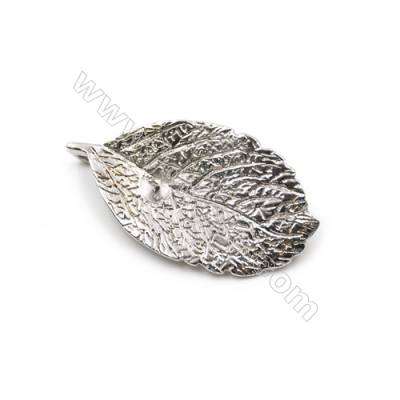 925 sterling silver platinum plated brooch, 19x36mm, x 5 pcs, tray 4mm, pin 0.6mm