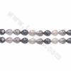 Electroplate Natural Shell Pearl Beads Strand, Teardrop, 3 Colors Mixing, Size about 13x18mm, Hole about 1mm, 15~16"/strand