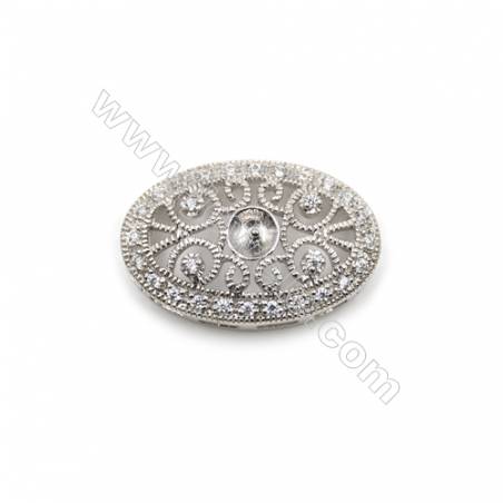Pendentif pour perle semi-percée  en Argent 925 rhodié avec Zirconium-820128 15x24mm x 5pcs