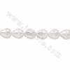 Perles Nacrée Galvanoplastie blanche en goutte sur fil Taille 13x18mm trou 1mm 15~16"/fil