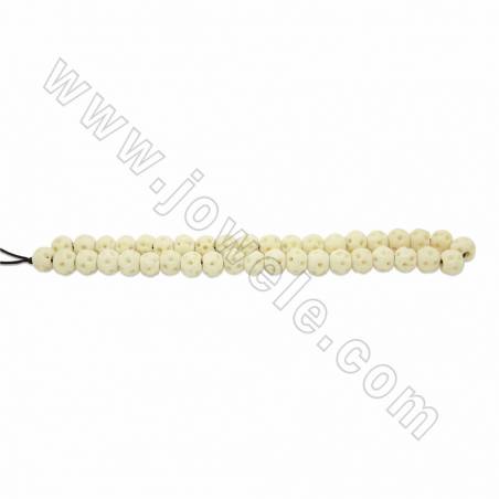 Perles blanche ronde en Os de boeuf  Taille 10mm de diamètre trou 2mm 40perles/fil