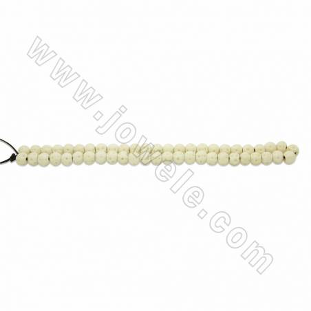 Handmade Carved Ox Bone Round Beads Strands, White, Size 8mm, Hole 2mm, 50beads/strand