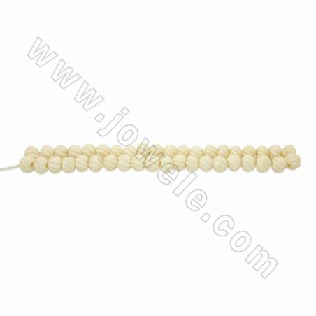 Perles blanche ronde en Os de boeuf rayé Taille 10mm de diamètre trou 2mm 40perles/fil