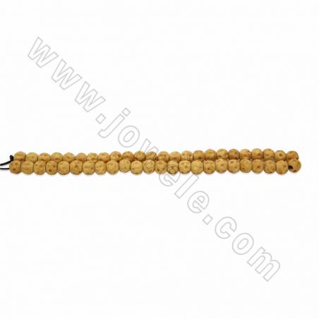 Handmade Carved Round Ox Bone Beads Strands, Yellow, Size 8mm, Hole 2mm, 49beads/strand