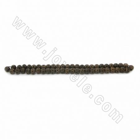 Handmade Carving Flower Pattern Ox Bone Beads Strands, Round, Dark Brown, Size 8mm, Hole 2mm, 50beads/strand