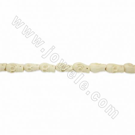 Perles tête de mort en Os de boeuf  blache Taille 15x30mm trou 1.5mm 13perles/fil