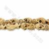 Handmade Carved Ox Bone Beads Strand Skull Yellow Size 15x35mm Hole 1.5mm 13 Beads/Strand